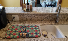 Load image into Gallery viewer, Manchester Terrier Christmas PoinsettIas Dish Drying Mat
