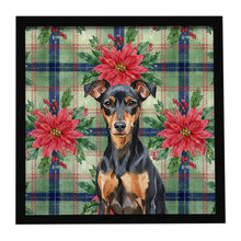 Load image into Gallery viewer, Manchester Terrier Christmas PoinsettIas Framed Metal Print