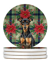 Load image into Gallery viewer, Manchester Terrier Christmas PoinsettIas Large Sandstone Coasters Pack of 4
