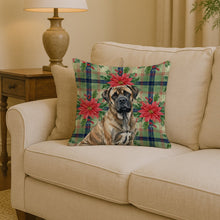 Load image into Gallery viewer, Brindle Mastiff Christmas PoinsettIas Throw Pillow