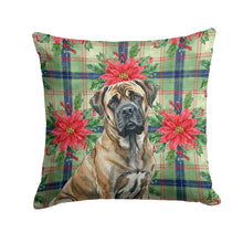 Load image into Gallery viewer, Brindle Mastiff Christmas PoinsettIas Throw Pillow