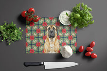 Load image into Gallery viewer, Fawn Mastiff Christmas PoinsettIas Glass Cutting Board
