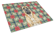 Load image into Gallery viewer, Fawn Mastiff Christmas PoinsettIas Glass Cutting Board