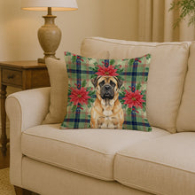 Load image into Gallery viewer, Fawn Mastiff Christmas PoinsettIas Throw Pillow