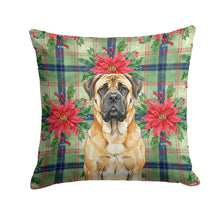 Load image into Gallery viewer, Fawn Mastiff Christmas PoinsettIas Throw Pillow