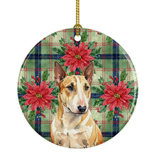 Load image into Gallery viewer, Miniature Bull Terrier Christmas PoinsettIas Ceramic Ornament