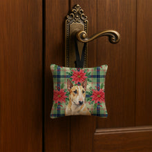 Load image into Gallery viewer, Miniature Bull Terrier Christmas PoinsettIas Hanging Square Fabric Ornament 3.5 x 3.5
