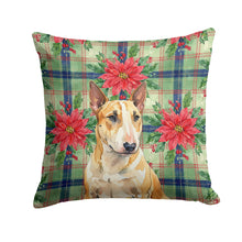 Load image into Gallery viewer, Miniature Bull Terrier Christmas PoinsettIas Throw Pillow