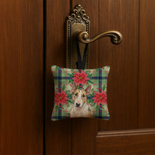 Load image into Gallery viewer, Tricolor Miniature Bull Terrier Christmas PoinsettIas Hanging Square Fabric Ornament 3.5 x 3.5
