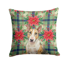 Load image into Gallery viewer, Tricolor Miniature Bull Terrier Christmas PoinsettIas Throw Pillow