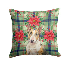Load image into Gallery viewer, Tricolor Miniature Bull Terrier Christmas PoinsettIas Throw Pillow