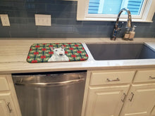 Load image into Gallery viewer, White Miniature Bull Terrier Christmas PoinsettIas Dish Drying Mat