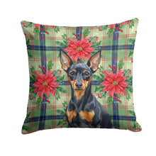 Load image into Gallery viewer, Black and Tan Miniature Pinscher Christmas PoinsettIas Throw Pillow
