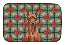Load image into Gallery viewer, Red Miniature Pinscher Min Pin Christmas PoinsettIas Dish Drying Mat