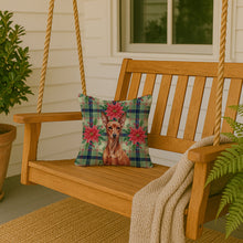 Load image into Gallery viewer, Red Miniature Pinscher Min Pin Christmas PoinsettIas Throw Pillow