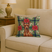 Load image into Gallery viewer, Red Miniature Pinscher Min Pin Christmas PoinsettIas Throw Pillow