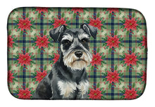 Load image into Gallery viewer, Black &amp; Silver Miniature Schnauzer Christmas PoinsettIas Dish Drying Mat