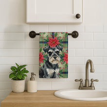 Load image into Gallery viewer, Black &amp; Silver Miniature Schnauzer Christmas PoinsettIas Kitchen Towel