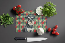 Load image into Gallery viewer, Black &amp; Silver Miniature Schnauzer Christmas PoinsettIas Glass Cutting Board