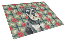 Load image into Gallery viewer, Black &amp; Silver Miniature Schnauzer Christmas PoinsettIas Glass Cutting Board