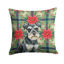 Load image into Gallery viewer, Black &amp; Silver Miniature Schnauzer Christmas PoinsettIas Throw Pillow