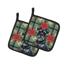 Load image into Gallery viewer, Black Miniature Schnauzer Christmas PoinsettIas Pair of Pot Holders
