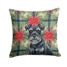 Load image into Gallery viewer, Black Miniature Schnauzer Christmas PoinsettIas Throw Pillow