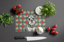 Load image into Gallery viewer, Miniature Schnauzer Christmas PoinsettIas Glass Cutting Board