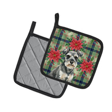 Load image into Gallery viewer, Miniature Schnauzer Christmas PoinsettIas Pair of Pot Holders