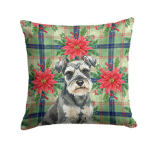 Load image into Gallery viewer, Miniature Schnauzer Christmas PoinsettIas Throw Pillow