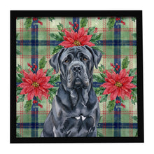 Load image into Gallery viewer, Black Neapolitan Mastiff Christmas PoinsettIas Framed Metal Print