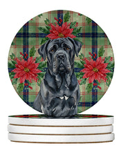 Load image into Gallery viewer, Black Neapolitan Mastiff Christmas PoinsettIas Large Sandstone Coasters Pack of 4