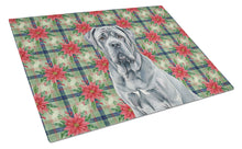 Load image into Gallery viewer, Blue Neapolitan Mastiff Christmas PoinsettIas Glass Cutting Board