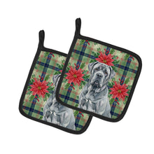 Load image into Gallery viewer, Blue Neapolitan Mastiff Christmas PoinsettIas Pair of Pot Holders