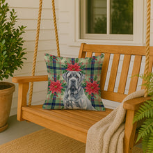 Load image into Gallery viewer, Blue Neapolitan Mastiff Christmas PoinsettIas Throw Pillow