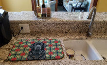 Load image into Gallery viewer, Black Newfoundland Christmas PoinsettIas Dish Drying Mat