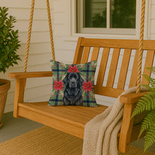 Load image into Gallery viewer, Black Newfoundland Christmas PoinsettIas Throw Pillow