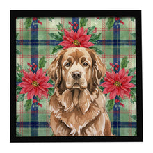 Load image into Gallery viewer, Brown Newfoundland Christmas PoinsettIas Framed Metal Print
