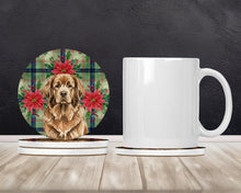 Load image into Gallery viewer, Brown Newfoundland Christmas PoinsettIas Large Sandstone Coasters Pack of 4