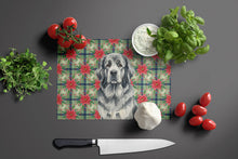 Load image into Gallery viewer, Gray Newfoundland Christmas PoinsettIas Glass Cutting Board