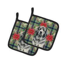 Load image into Gallery viewer, Gray Newfoundland Christmas PoinsettIas Pair of Pot Holders
