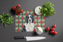 Load image into Gallery viewer, Landseer Newfoundland Christmas PoinsettIas Glass Cutting Board