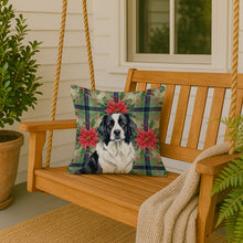 Load image into Gallery viewer, Landseer Newfoundland Christmas PoinsettIas Throw Pillow