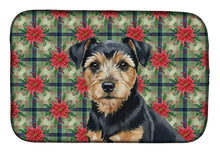 Load image into Gallery viewer, Black and Tan Norfolk Terrier Christmas PoinsettIas Dish Drying Mat