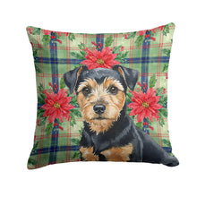 Load image into Gallery viewer, Black and Tan Norfolk Terrier Christmas PoinsettIas Throw Pillow