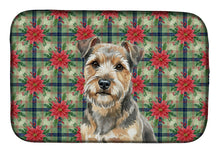 Load image into Gallery viewer, Grizzle and Tan Norfolk Terrier Christmas PoinsettIas Dish Drying Mat