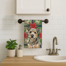 Load image into Gallery viewer, Grizzle and Tan Norfolk Terrier Christmas PoinsettIas Kitchen Towel