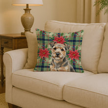 Load image into Gallery viewer, Grizzle and Tan Norfolk Terrier Christmas PoinsettIas Throw Pillow