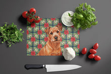 Load image into Gallery viewer, Red Norfolk Terrier Christmas PoinsettIas Glass Cutting Board