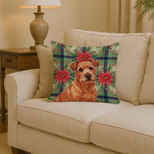Load image into Gallery viewer, Red Norfolk Terrier Christmas PoinsettIas Throw Pillow
